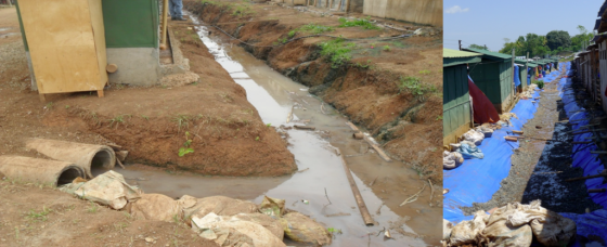 First temporary drainage system. Source: SuSan Center (2012); Improved open drainage system with soil protecting component. Source: Spuhler (2012)